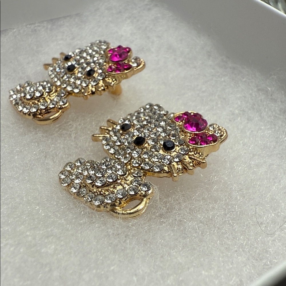 Hello Kitty Rhinestone Earrings - Picture 2 of 6